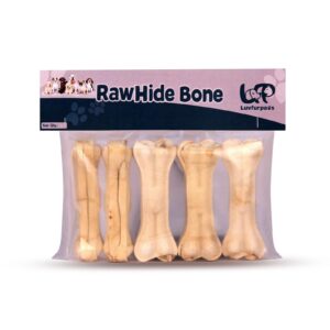 Rawhide Pressed Dog Chew Bones for Adult Dogs 4 INCH