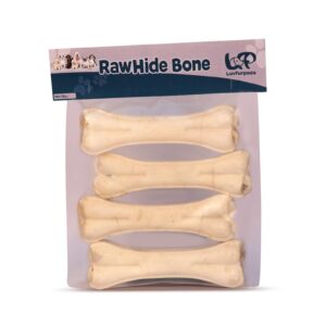 Rawhide Pressed Dog Chew Bones for Adult Dogs 6 INCH 4 PCs